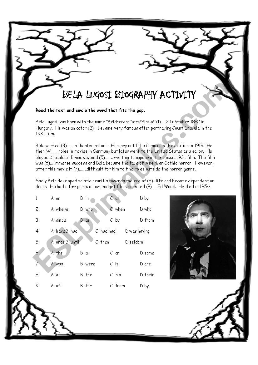 Bela Lugosi Biography Activity