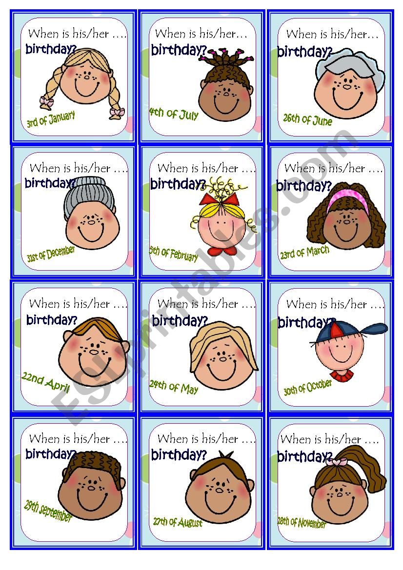 Birthday Go fish Game! worksheet