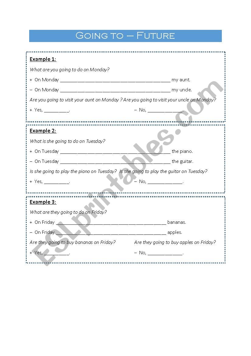 Going to future - summary worksheet