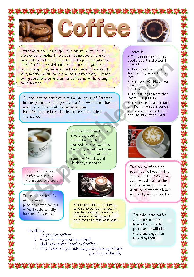 Coffee worksheet