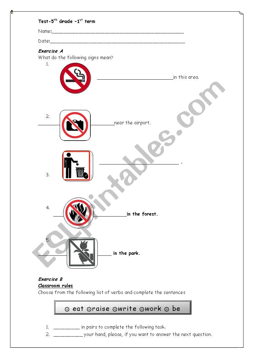 Rules, rules, rules-5th grade revision test