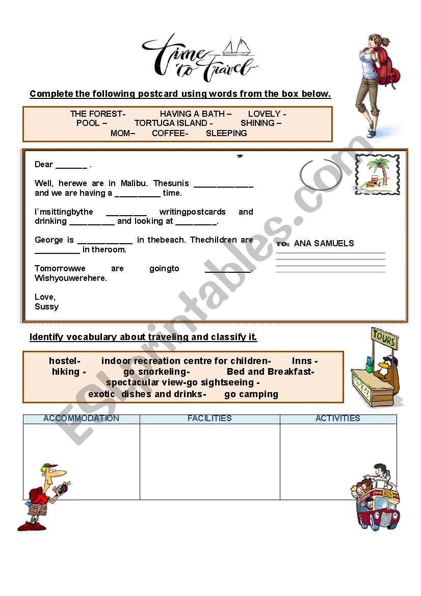 Traveling  worksheet