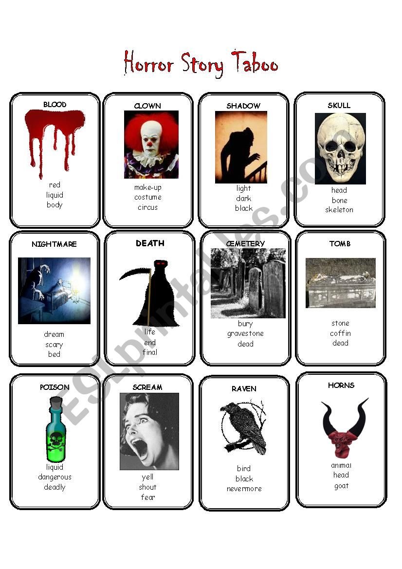 Horror Story Taboo worksheet