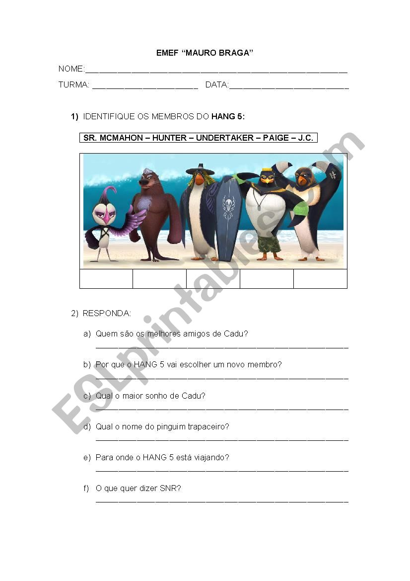 Surfs Up Movie worksheet