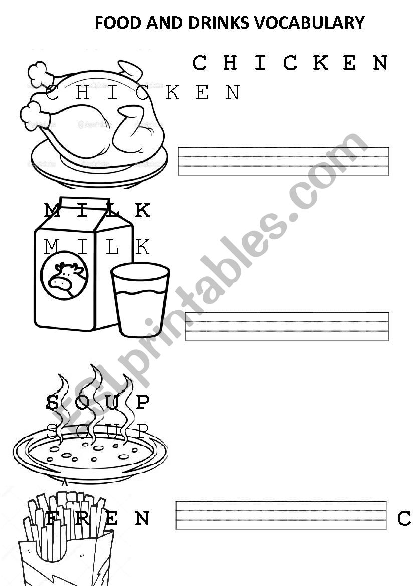 DRINK AND FOOD VOCABULARY worksheet