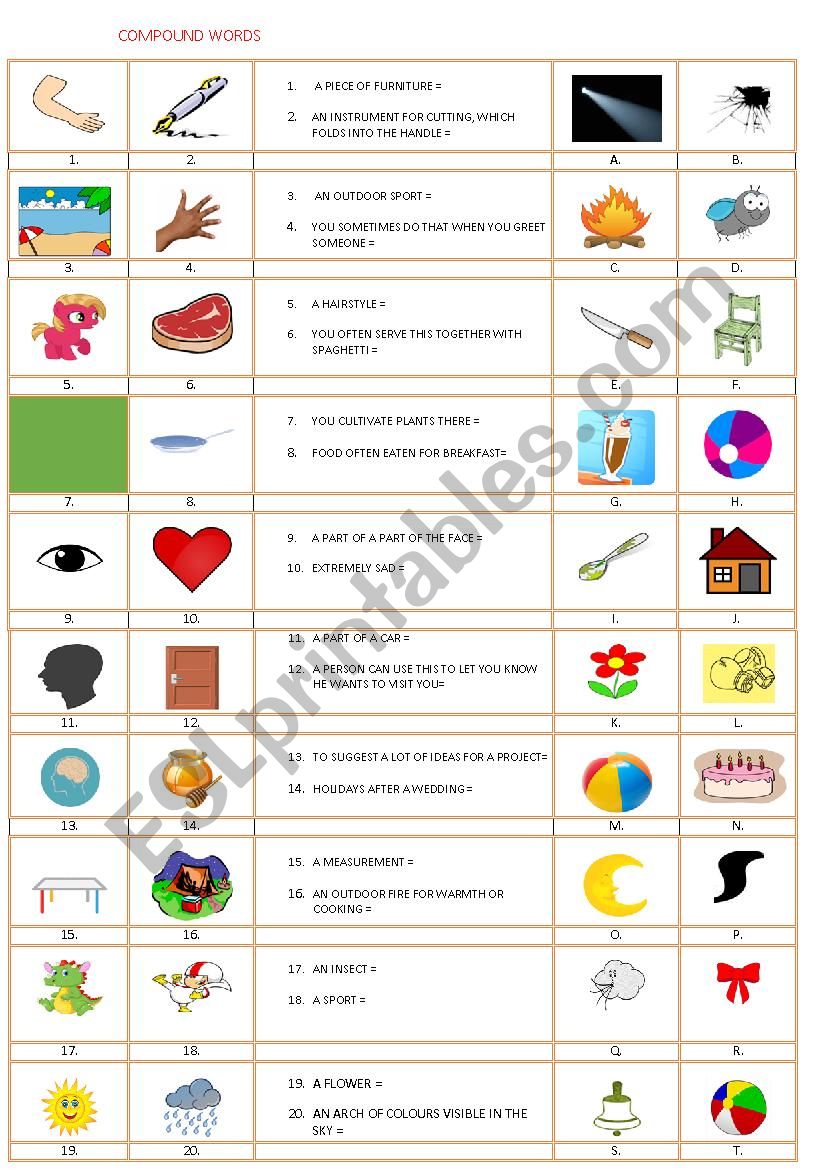 Compound words worksheet