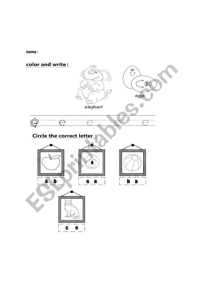 letter e worksheet worksheet