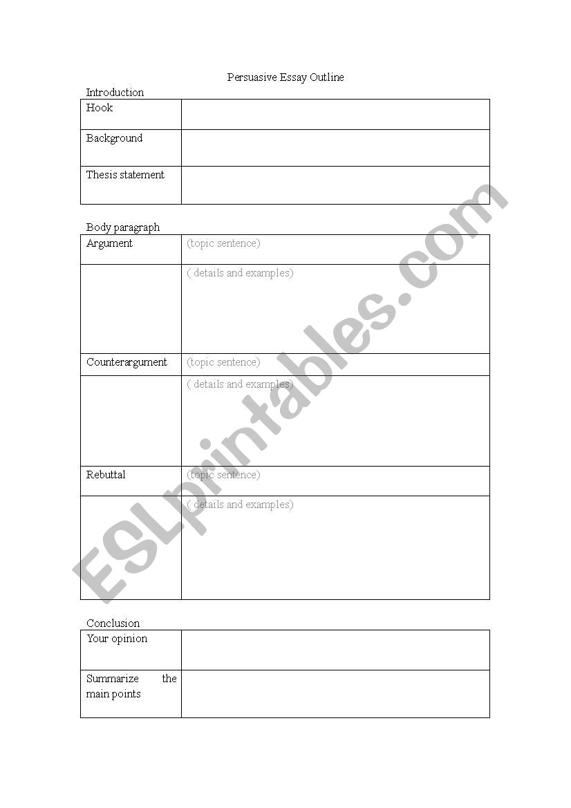 persuasive essay outline worksheet