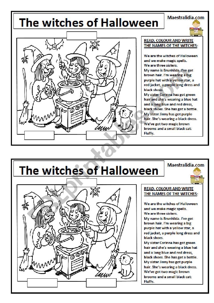 the witches of Halloween worksheet