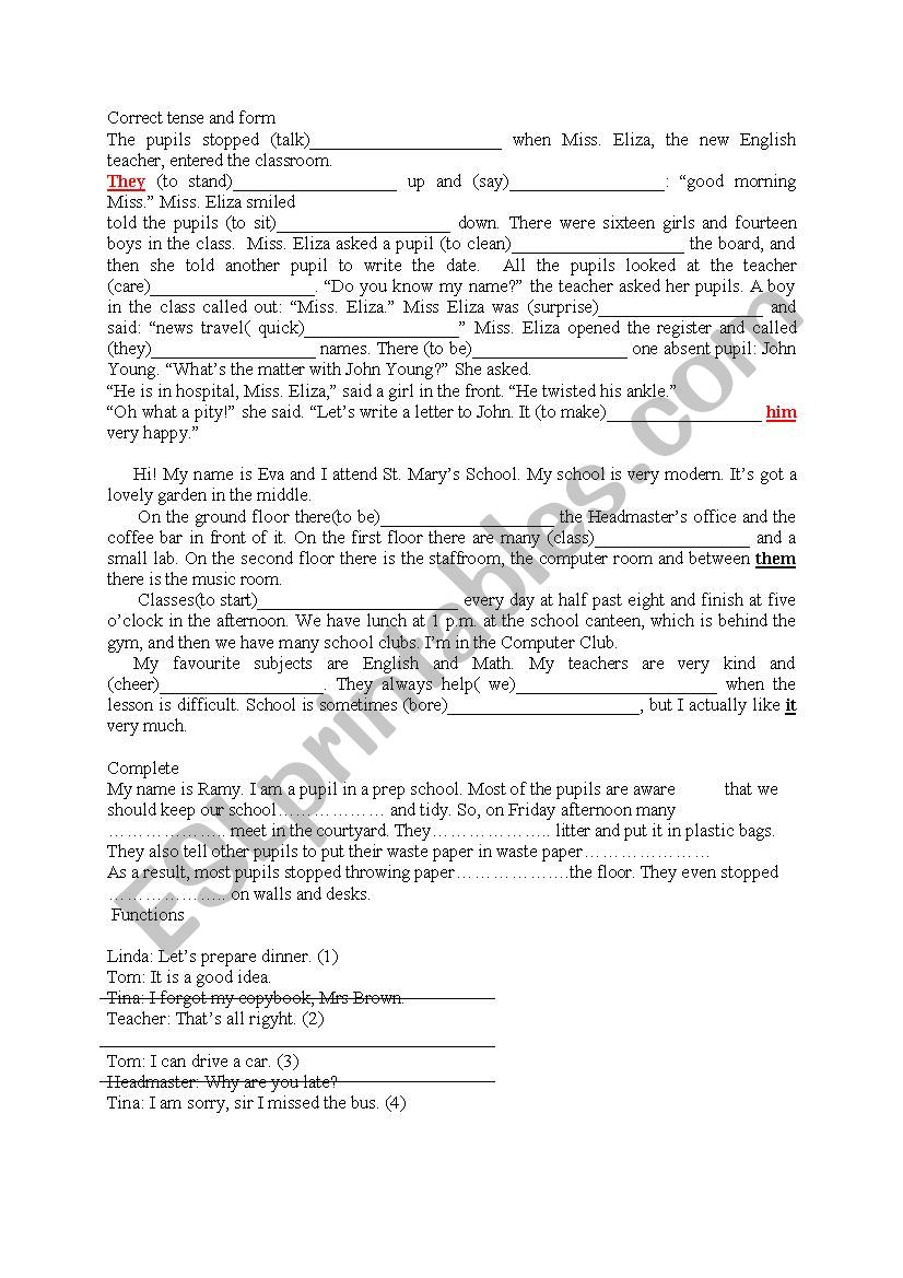 correct tense or form worksheet