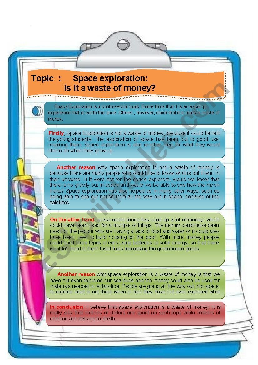 argumentative essay topics on space