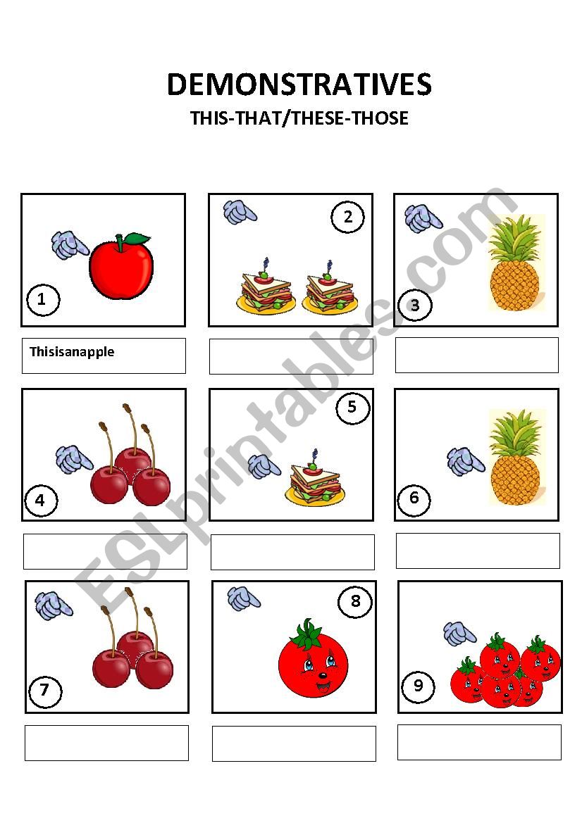 Demonstratives worksheet