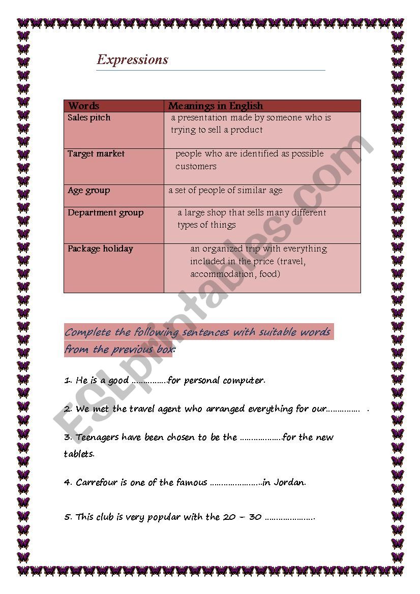 Expressions worksheet worksheet