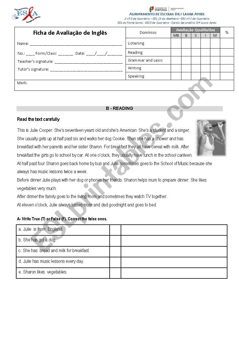 Test Daily Routine worksheet