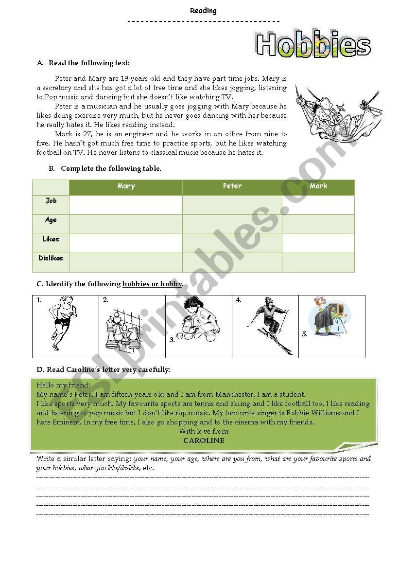 Hobbies 3/8/08 worksheet