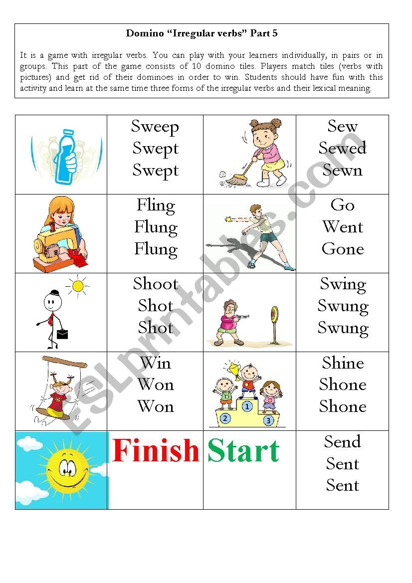 Domino Irregular verbs Part 5 worksheet