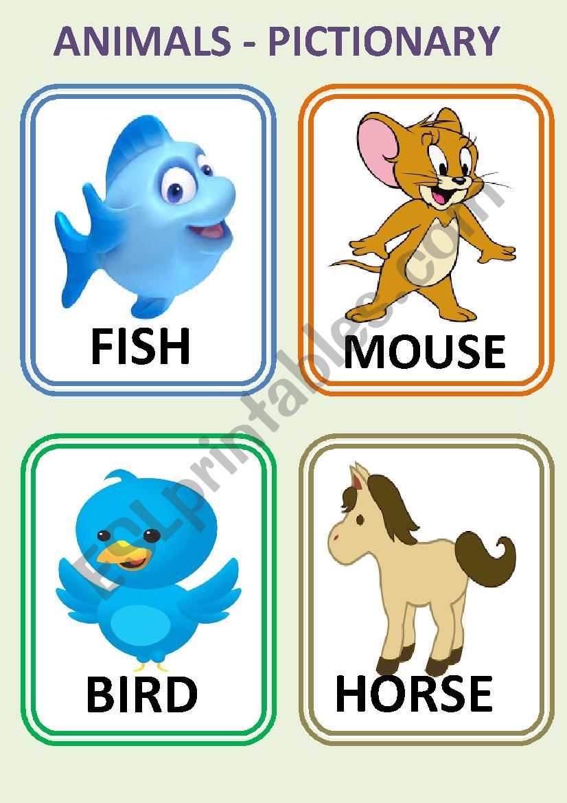 ANIMALS - PICTIONARY - FLASHCARDS