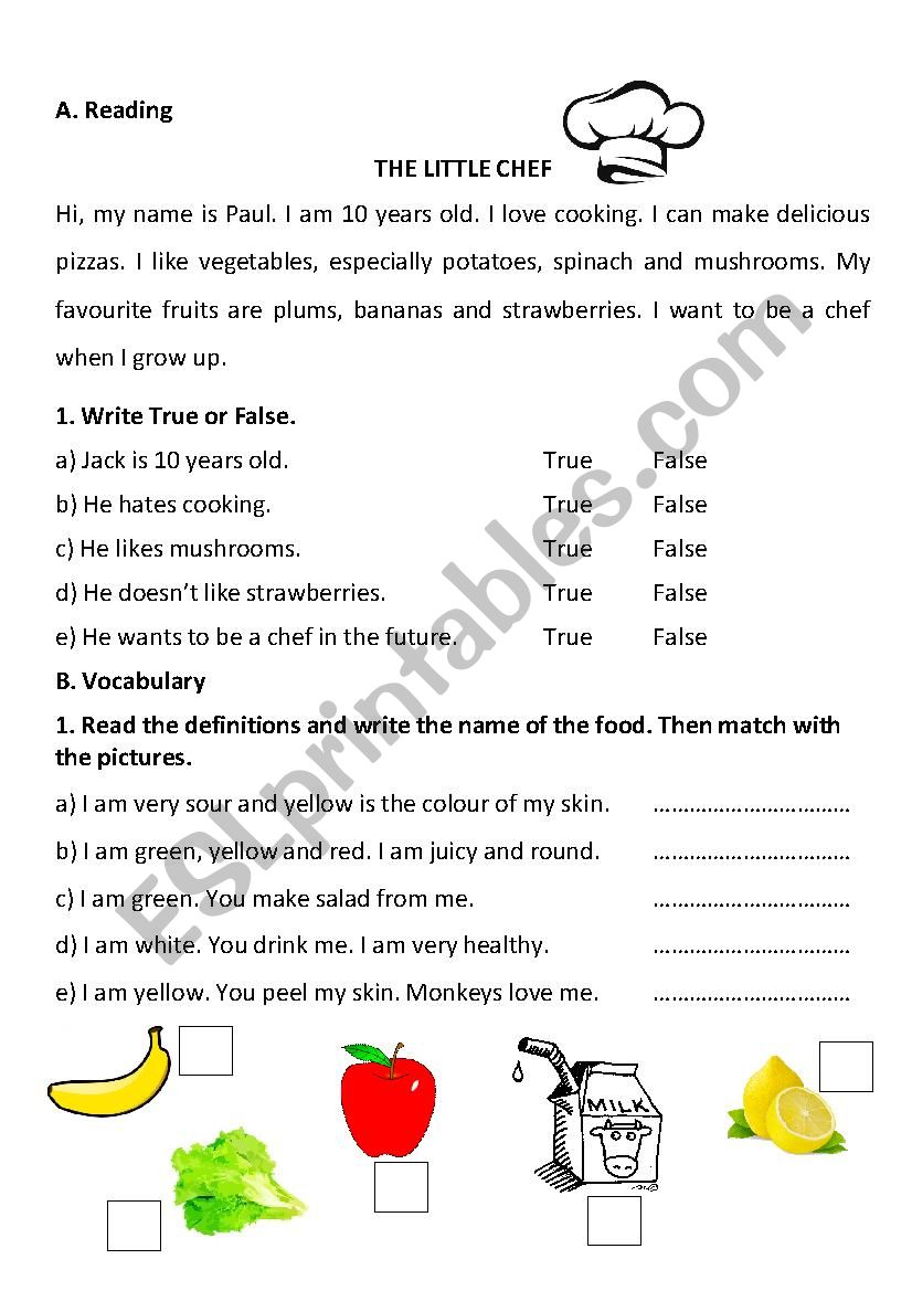 LITTLE CHEF worksheet