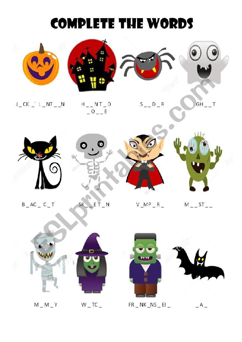 Halloween Character worksheet