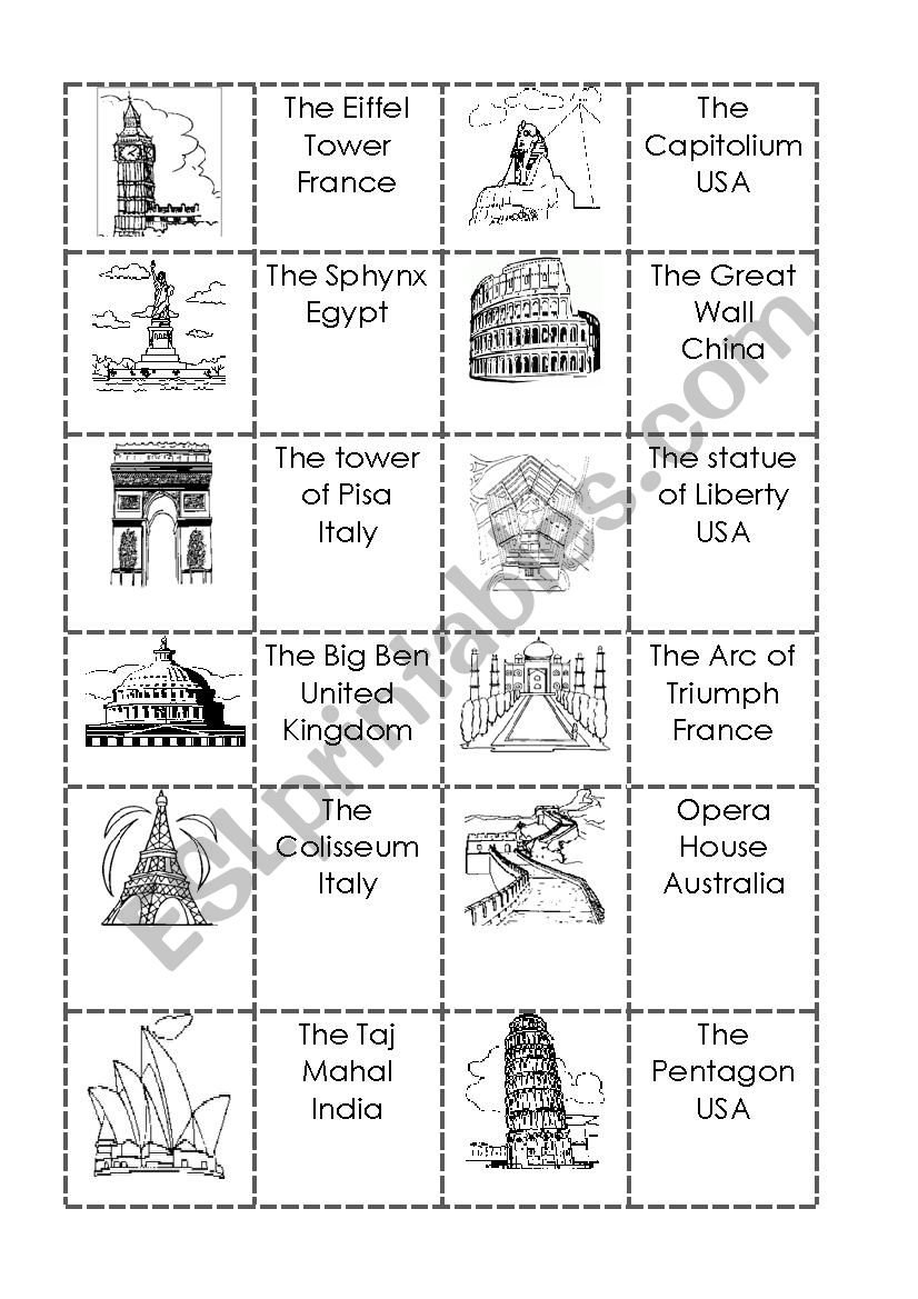 Landmarks of the World worksheet