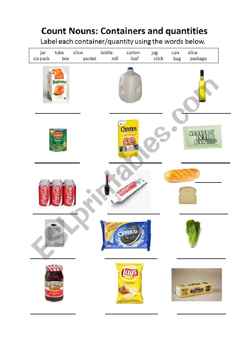 Count Nouns for Grocery Shopping_Containers and Quantities