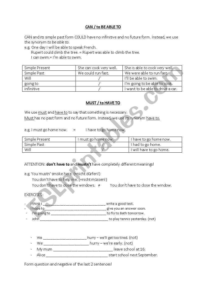 can and must worksheet