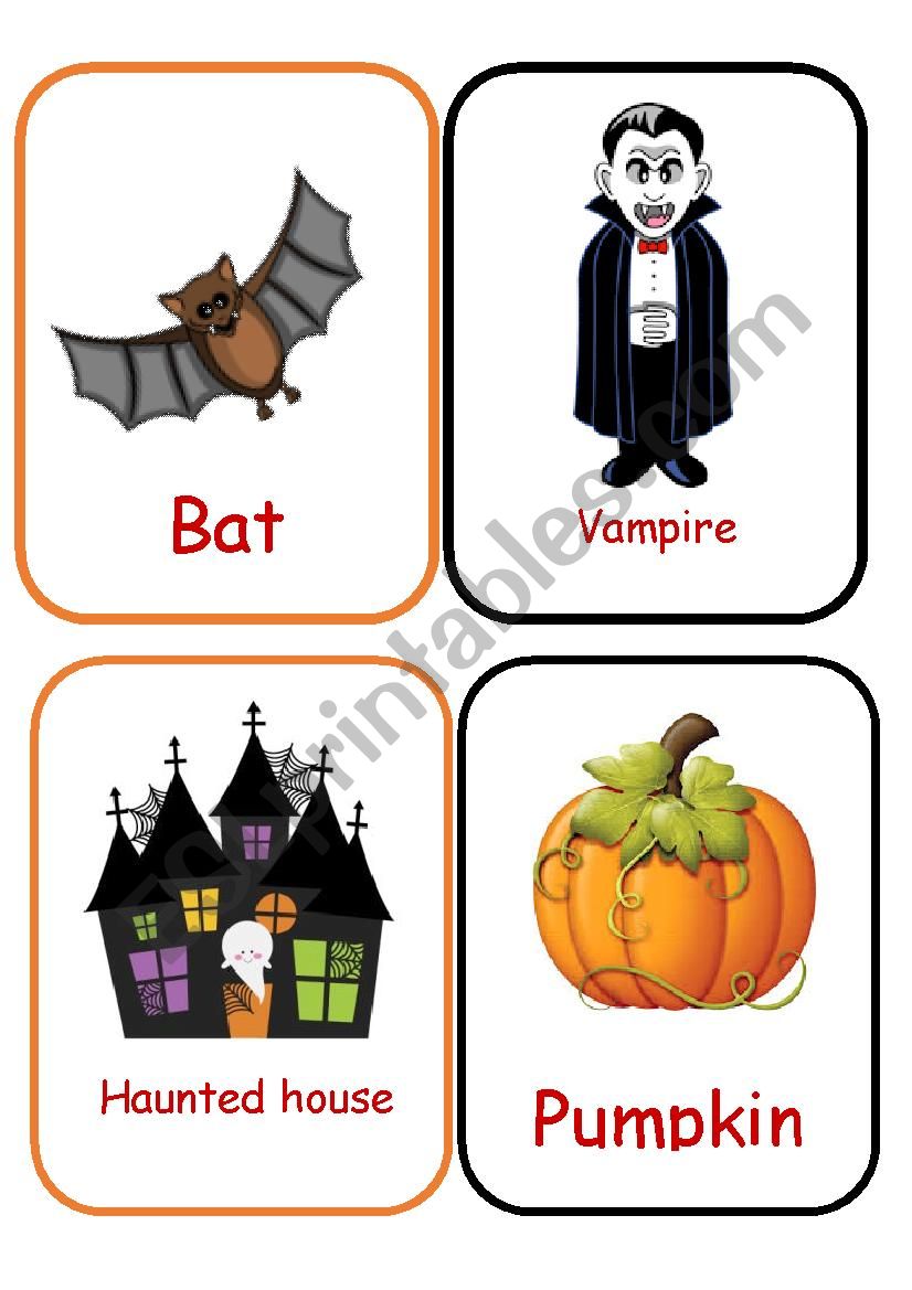 Halloween flashcards worksheet