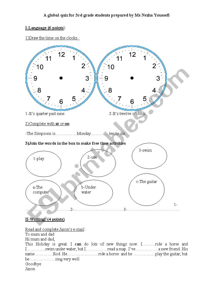 Global test worksheet