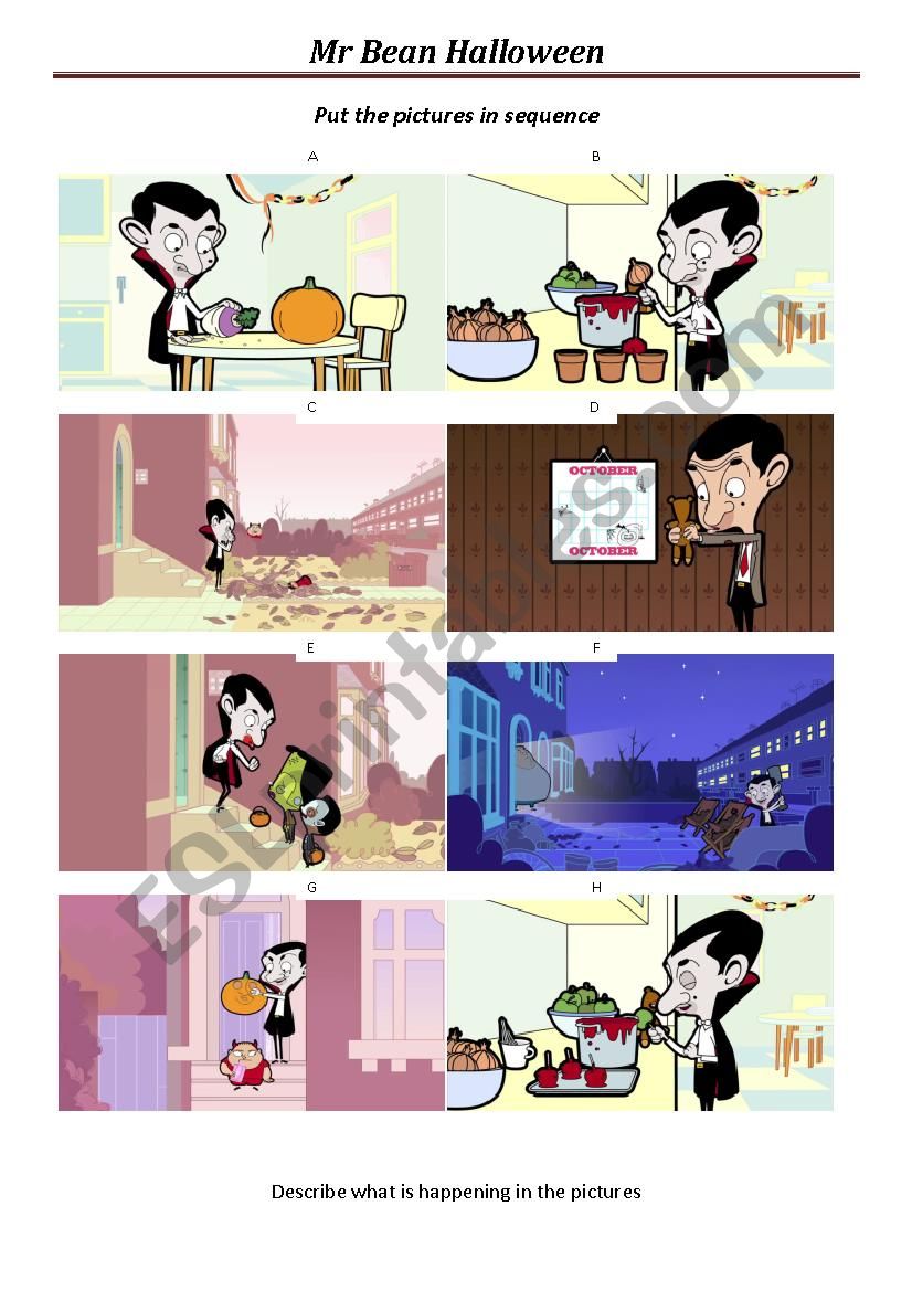 Mr BeanÂ´s Halloween worksheet