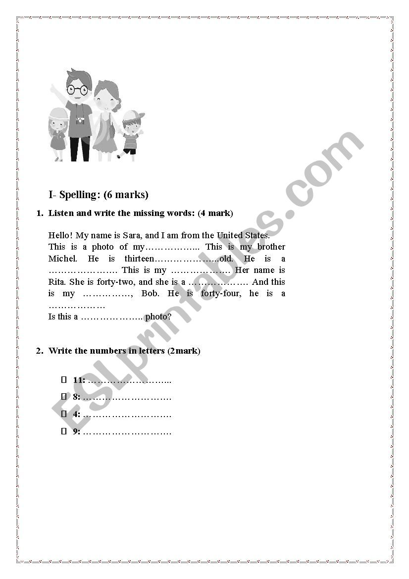 SPELLING worksheet