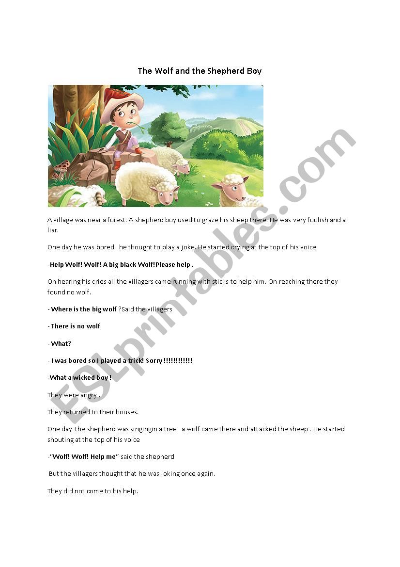 the sheepherd and the wolf  worksheet