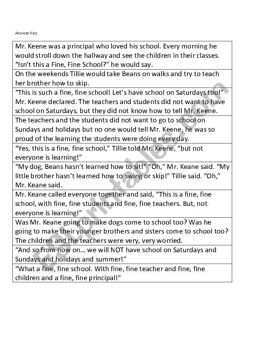 A Fine Fine School Sequencing Strips