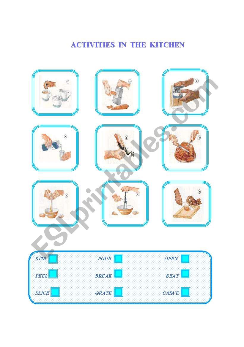 activities in the kitchen worksheet