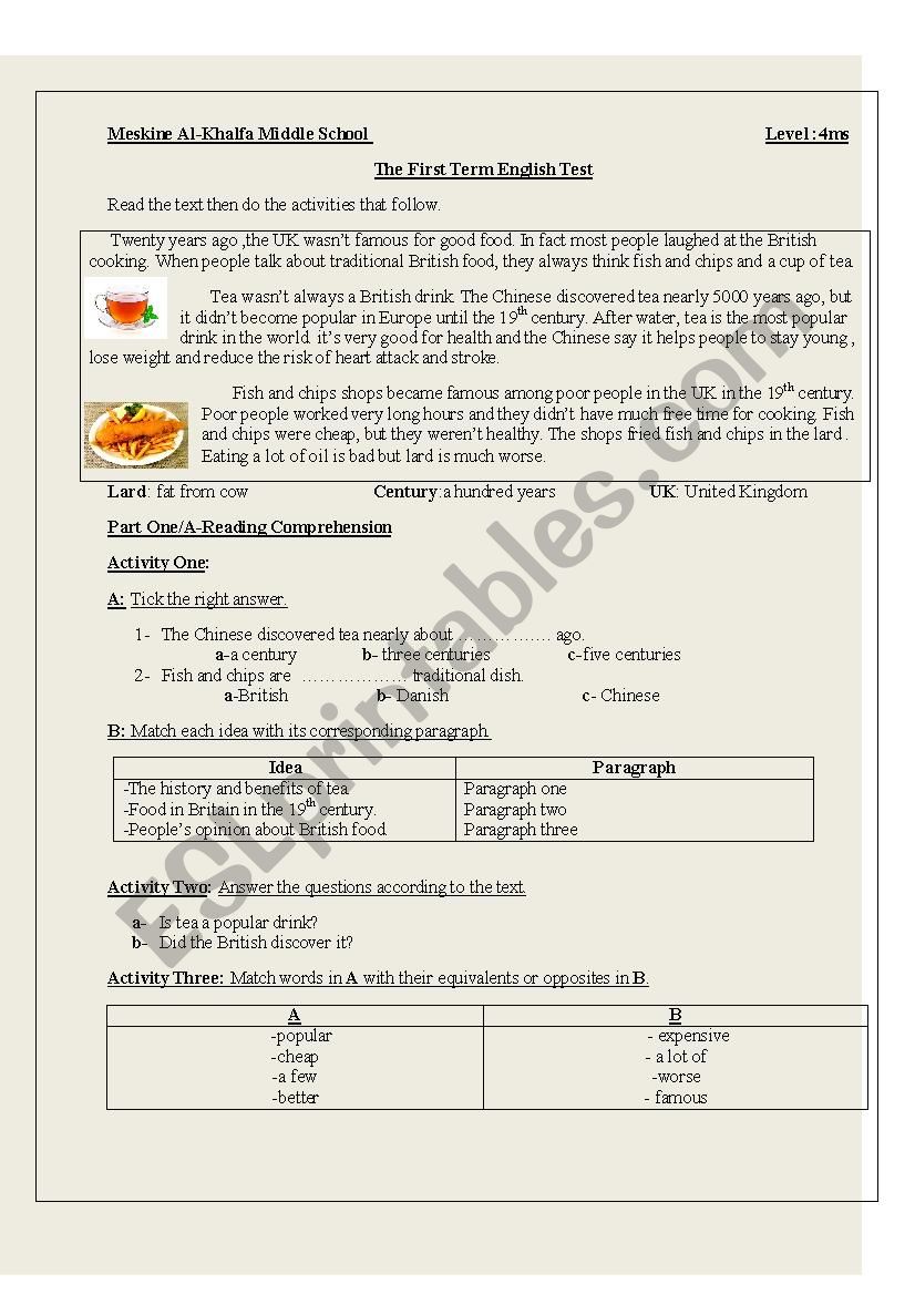 EVALUATION TEST worksheet