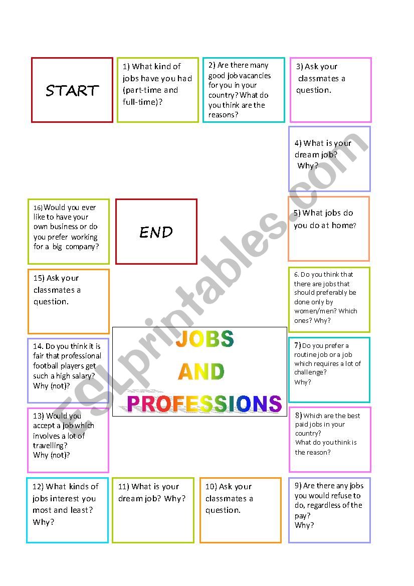 Boardgame  Conversation  Questions Jobs