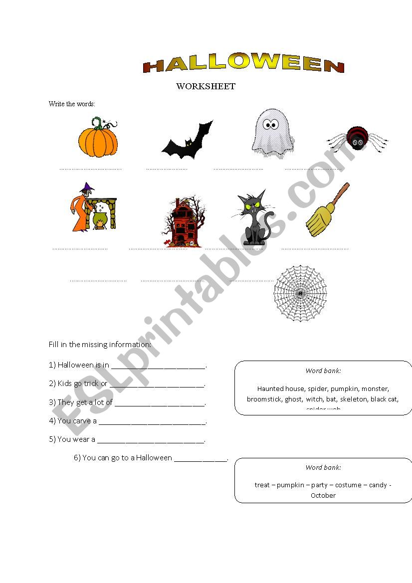 halloween worksheet