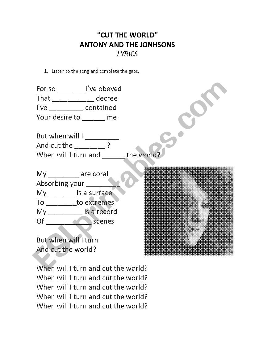 CUT THE WORLD worksheet