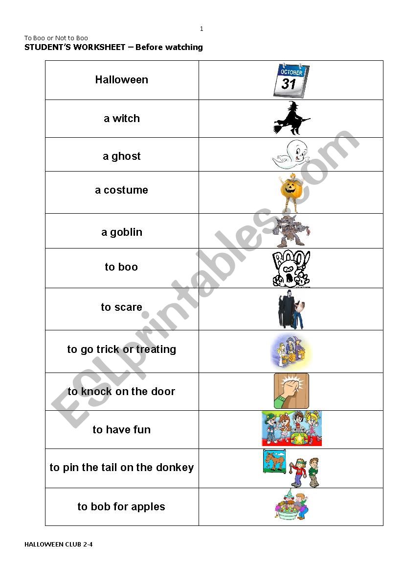 Halloween worksheet