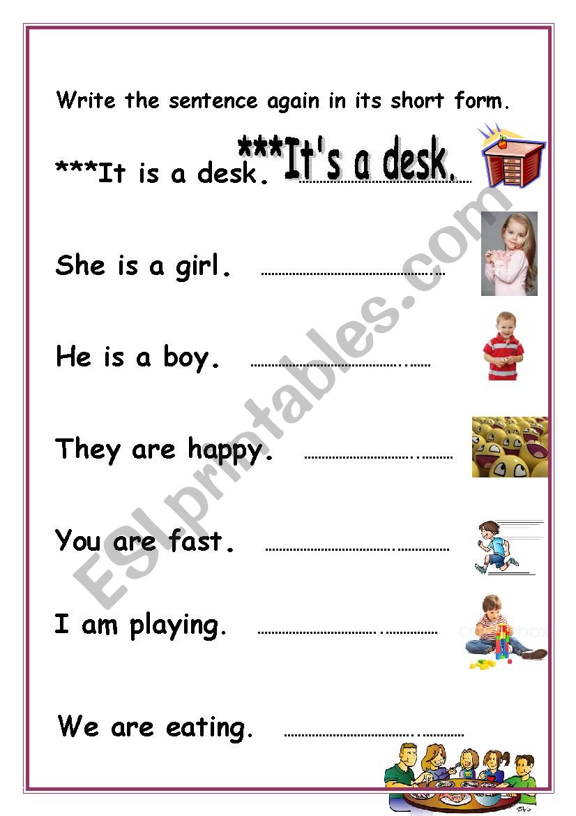 contraction worksheet