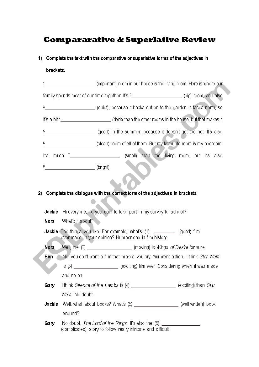 Comparative and Superlative Review