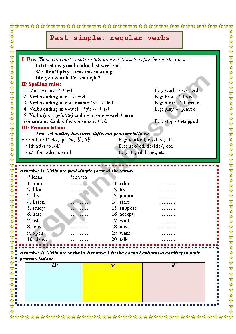 SIMPLE PAST TENSE worksheet