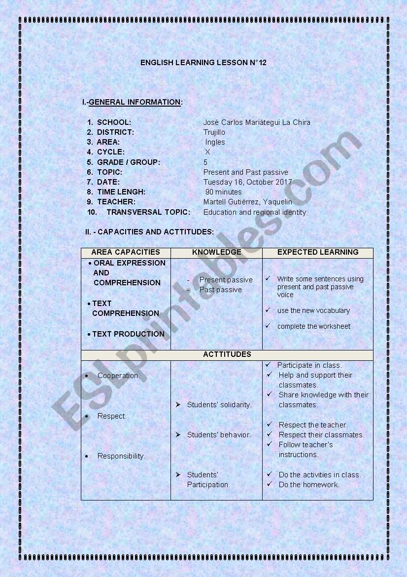 present and past passive worksheet