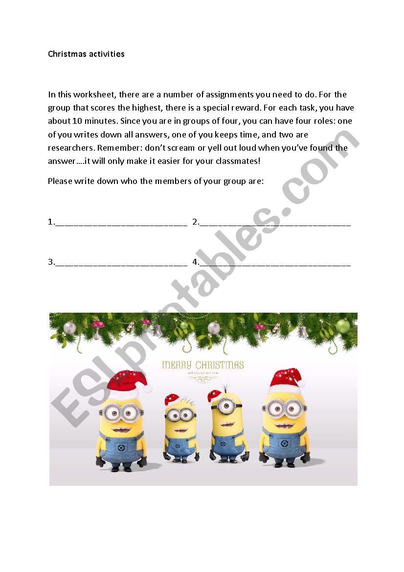 Christmas quiz worksheet
