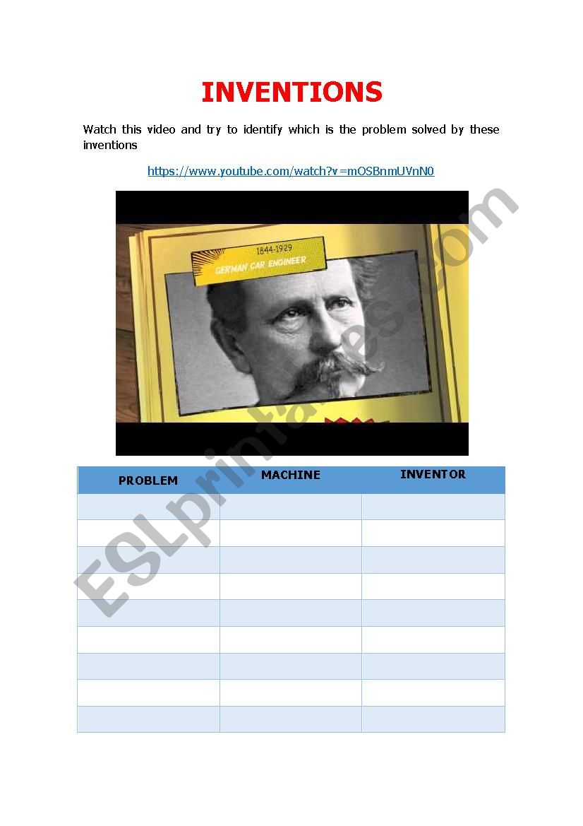 INVENTIONS worksheet