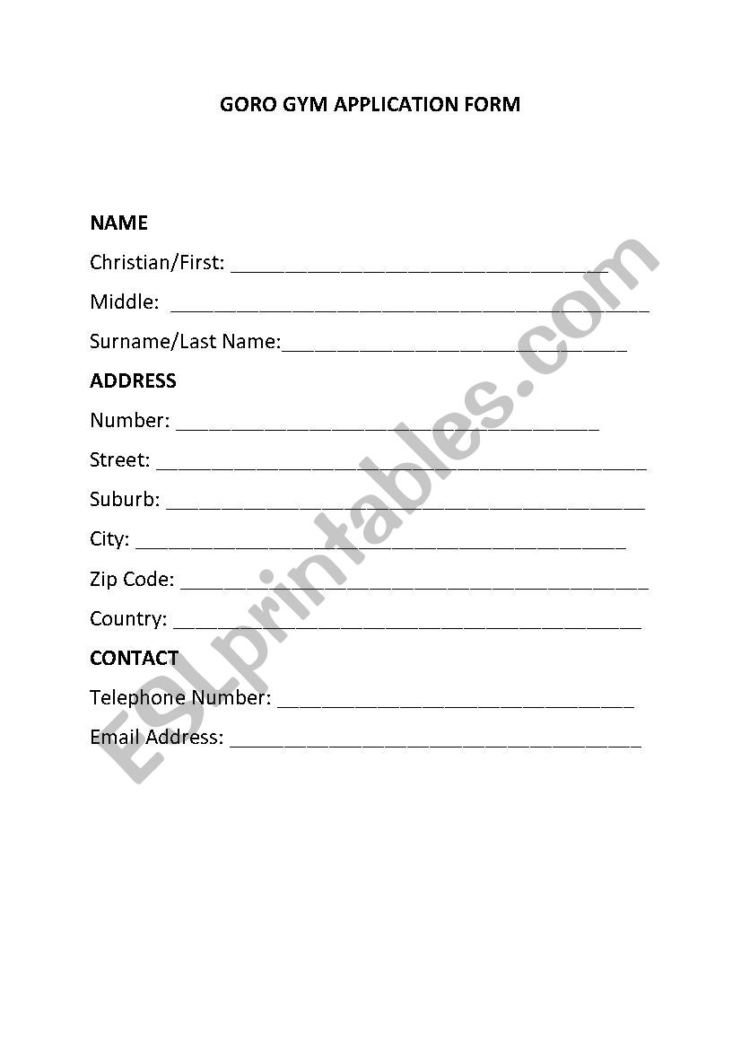 Form Filling worksheet