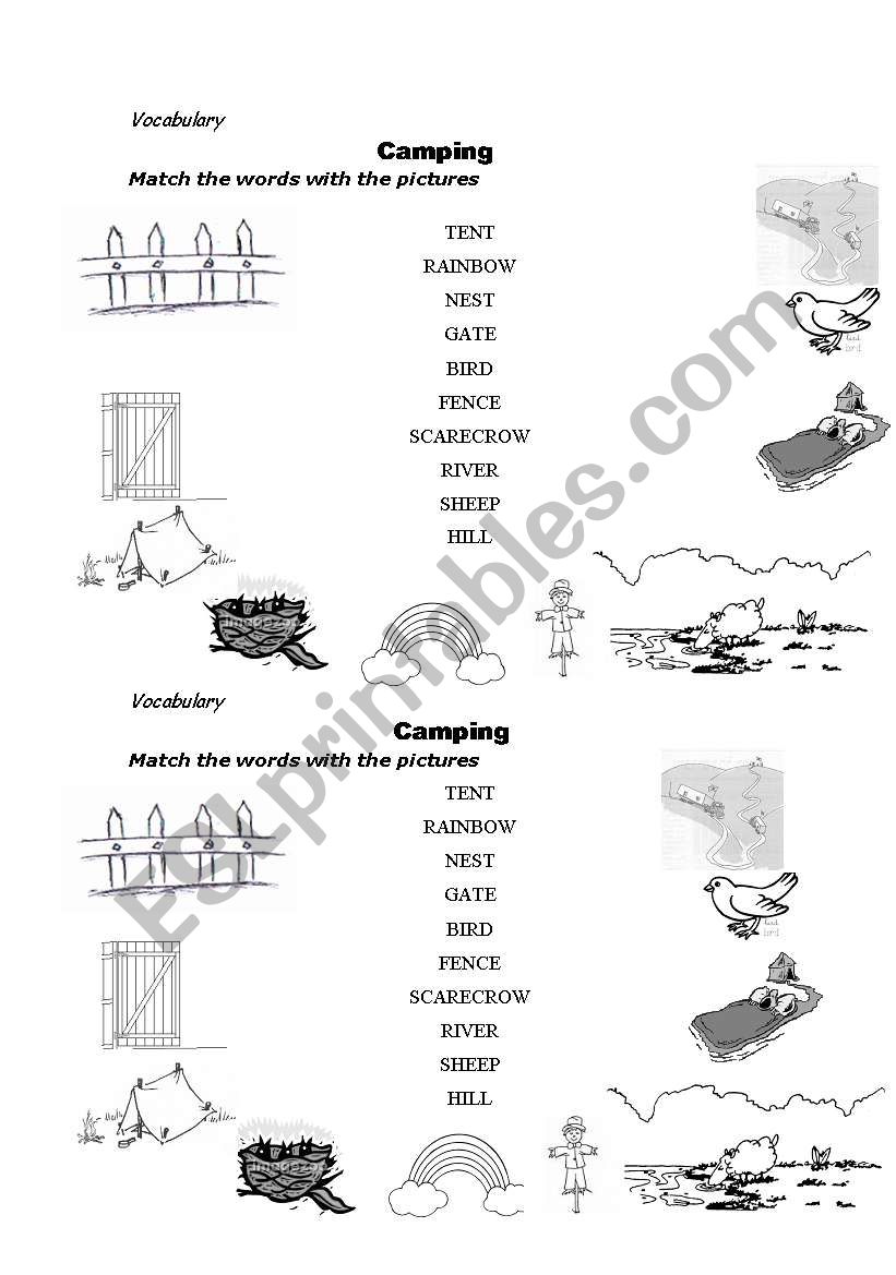 Camping  worksheet