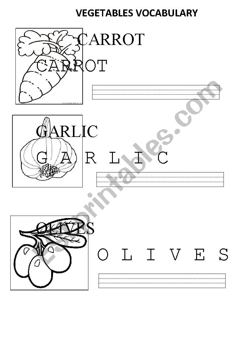 VEGETABLES worksheet