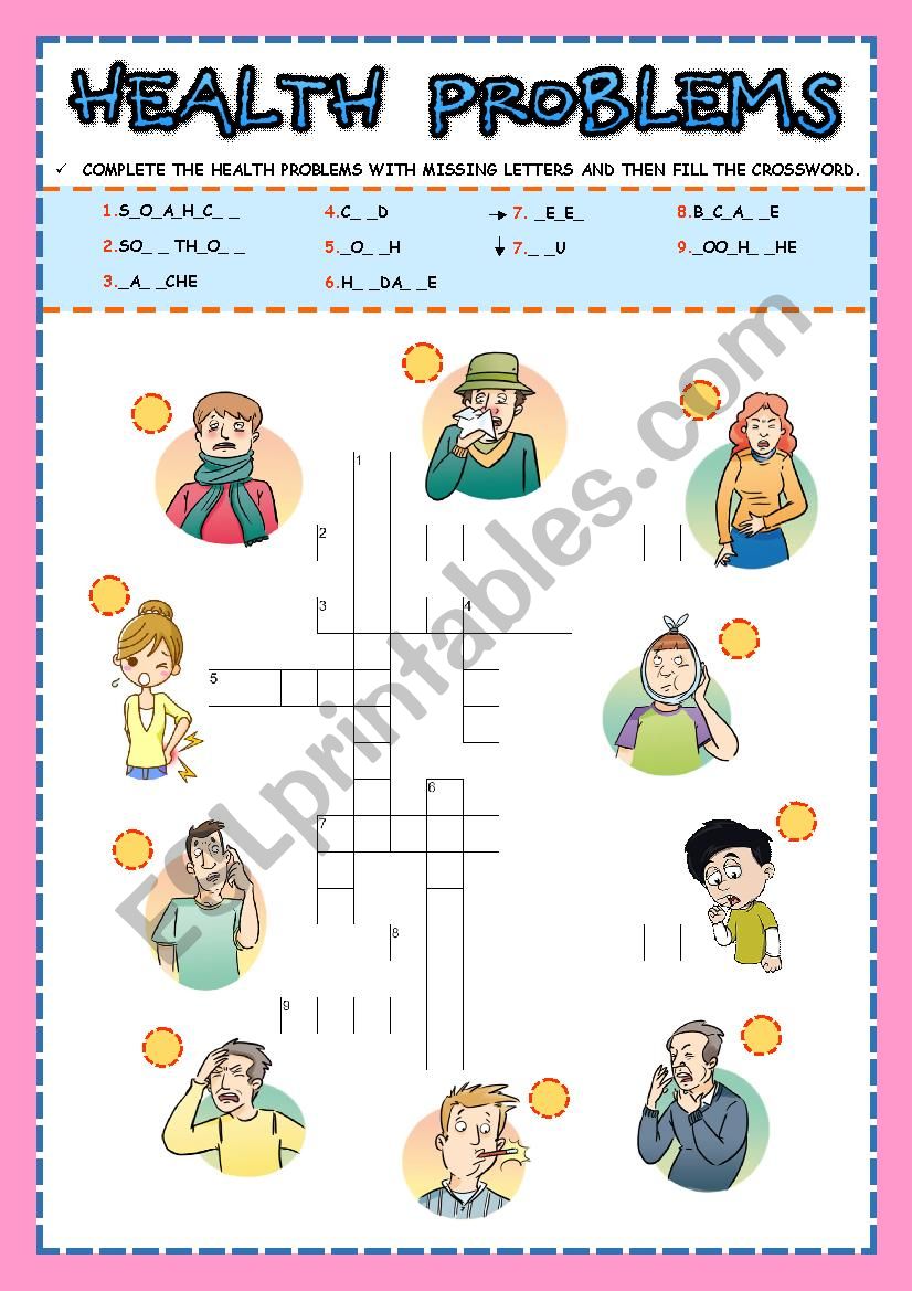 Health Problems Crossword Puzzle