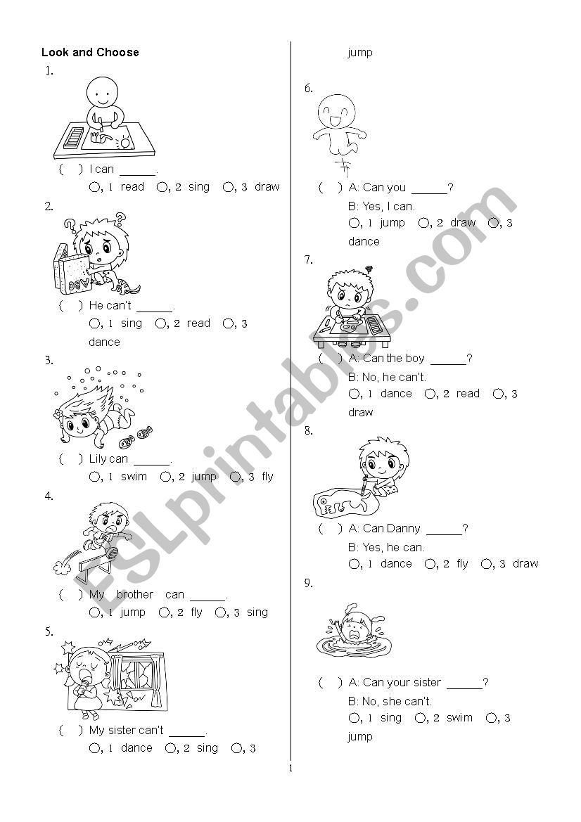 Actions-fill in the blanks worksheet
