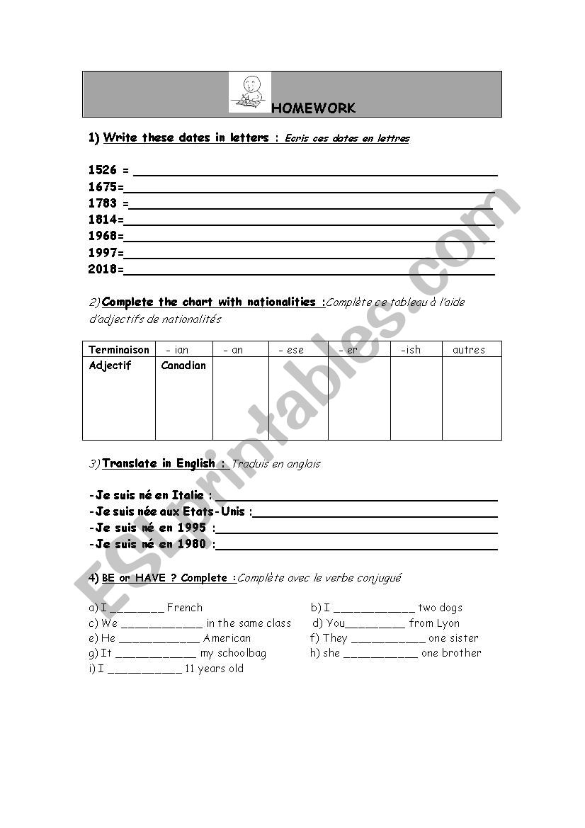 Exercises  worksheet